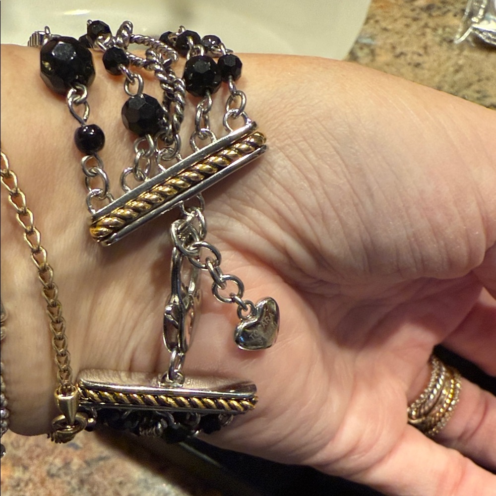 Tocara Elegant Silver, Gold, Black and Grey 5 Row Chain Bracelet! - Picture 7 of 11